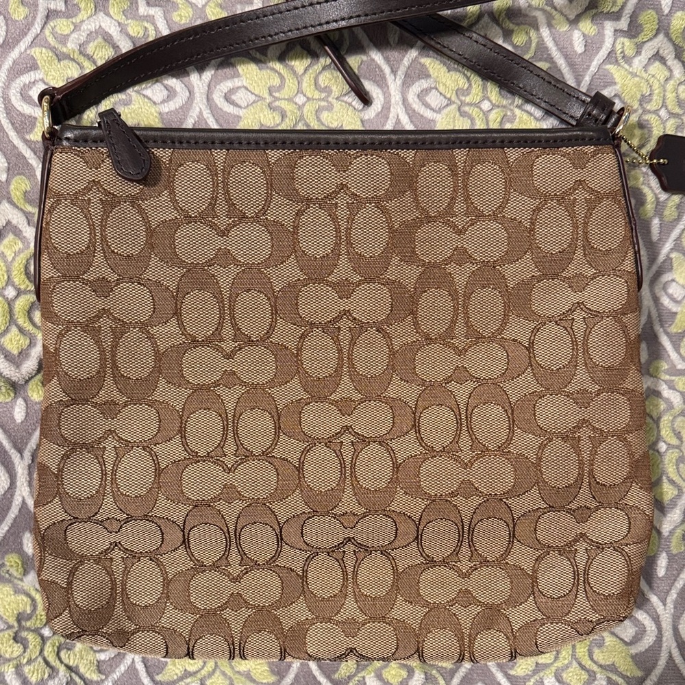 NWOT Coach Tan and Brown Signature Crossbody Bag - Picture 3 of 7